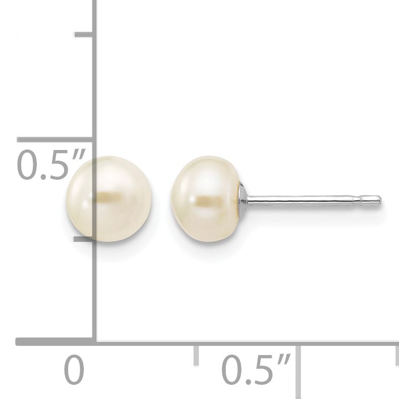 14k Gold 5-6mm White Button Freshwater Cultured Pearl Stud Post Earrings XW50BW detailed image 4