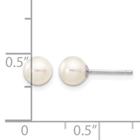 14K White Gold 5-6mm White Round Freshwater Cultured Pearl Stud Post Earrings view 4