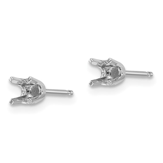 14k White Gold 3.7mm Round Single Stud Earring Mountings