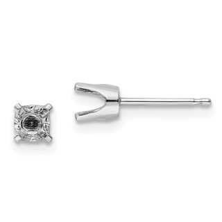 14k White Gold 3.7mm Round Single Stud Earring Mountings