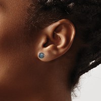 14K White Gold 6-7mm Black Button Freshwater Cultured Pearl Stud Post Earrings view 3