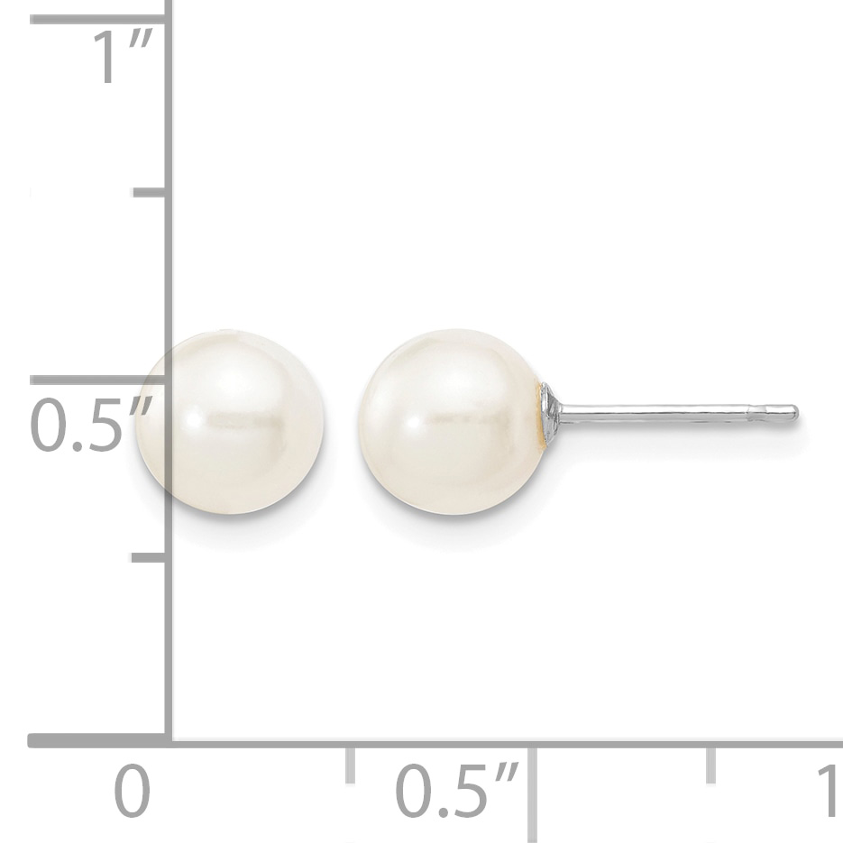 14k Gold 6-7mm White Round Freshwater Cultured Pearl Stud Post Earrings XW60PW detailed image 4