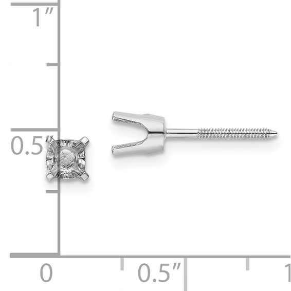 14k White Gold 4mm Round Single Stud Earring Mountings