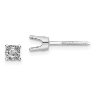 14k White Gold 4mm Round Single Stud Earring Mountings