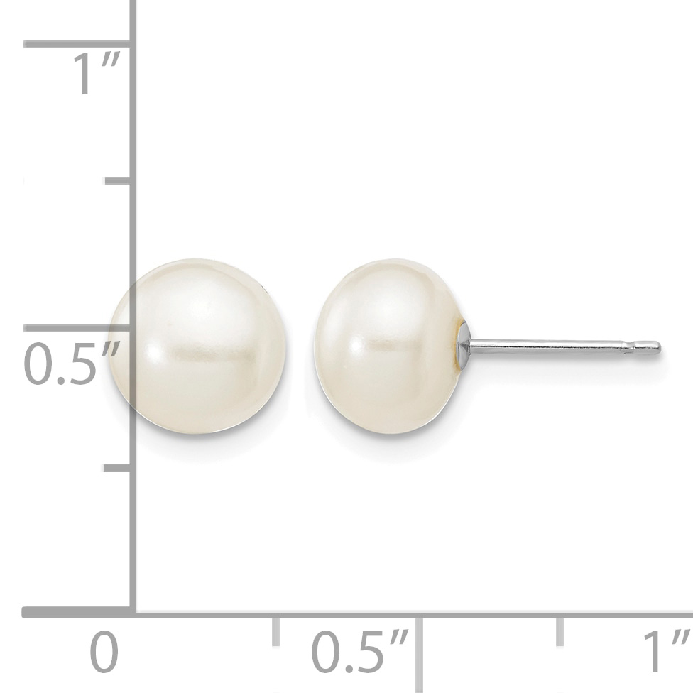 14k Gold 7-8mm White Button Freshwater Cultured Pearl Stud Post Earrings XW70BW detailed image 4