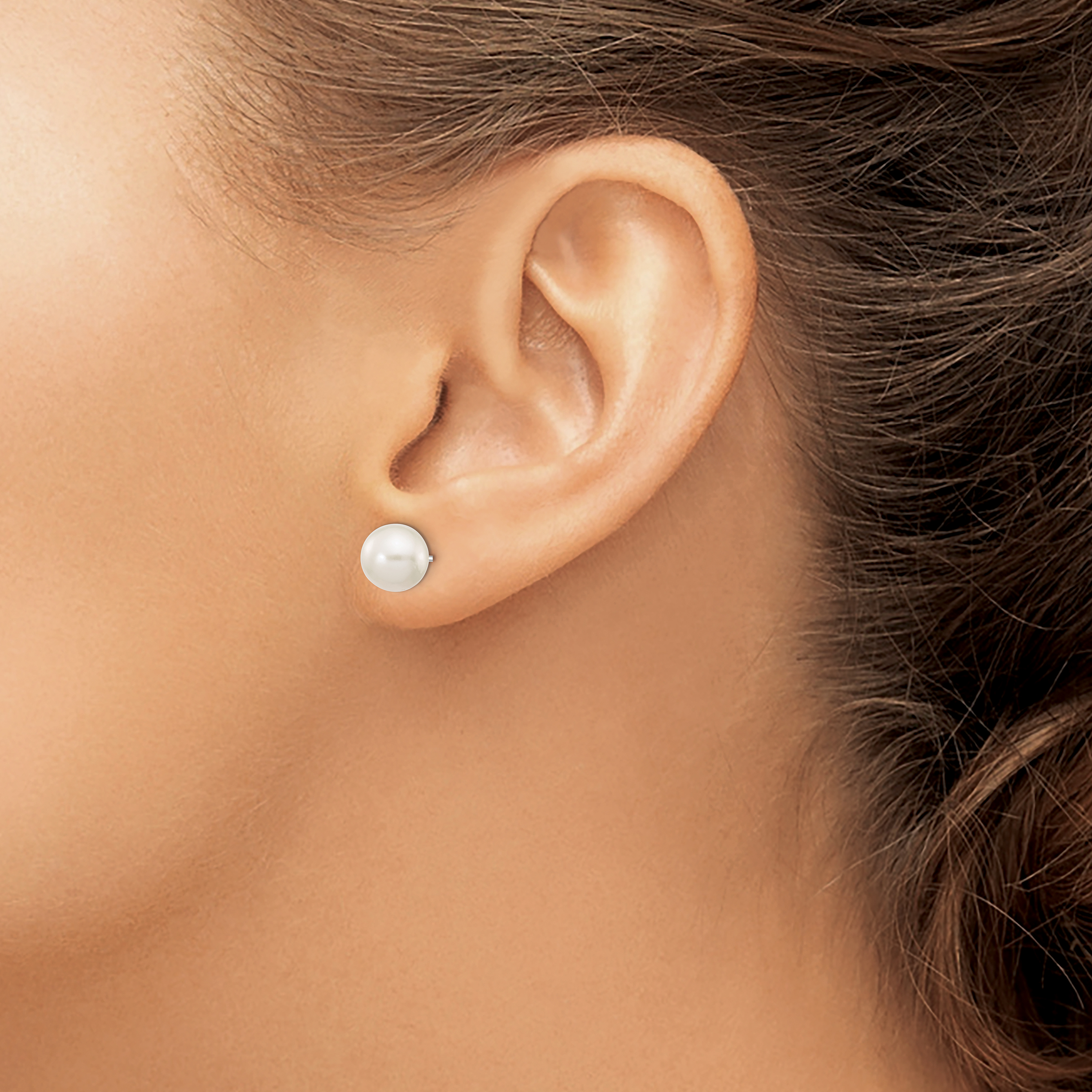 14k Gold 7-8mm White Round Freshwater Cultured Pearl Stud Post Earrings XW70PW detailed image 3