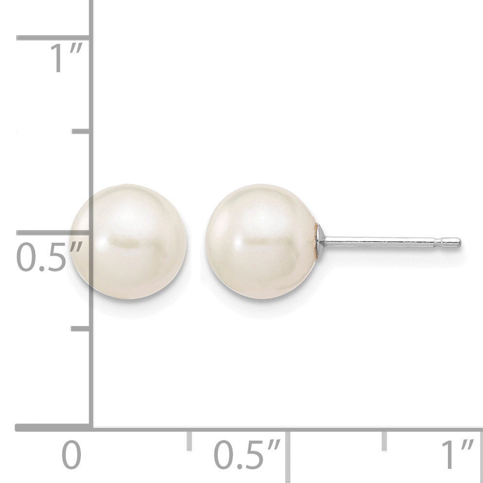 14k Gold 7-8mm White Round Freshwater Cultured Pearl Stud Post Earrings XW70PW detailed image 4