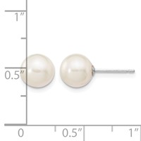 14K White Gold 7-8mm White Round Freshwater Cultured Pearl Stud Post Earrings view 4