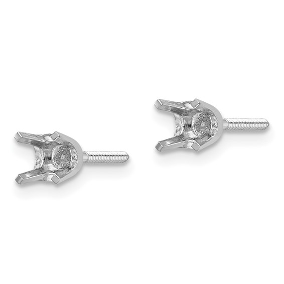 14k White Gold 4.5mm Round Single Stud Earring Mountings