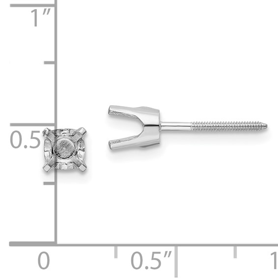 14k White Gold 4.5mm Round Single Stud Earring Mountings