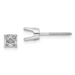 14k White Gold 4.5mm Round Single Stud Earring Mountings
