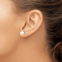 14K White Gold 8-9mm White Round Freshwater Cultured Pearl Stud Post Earrings view 3