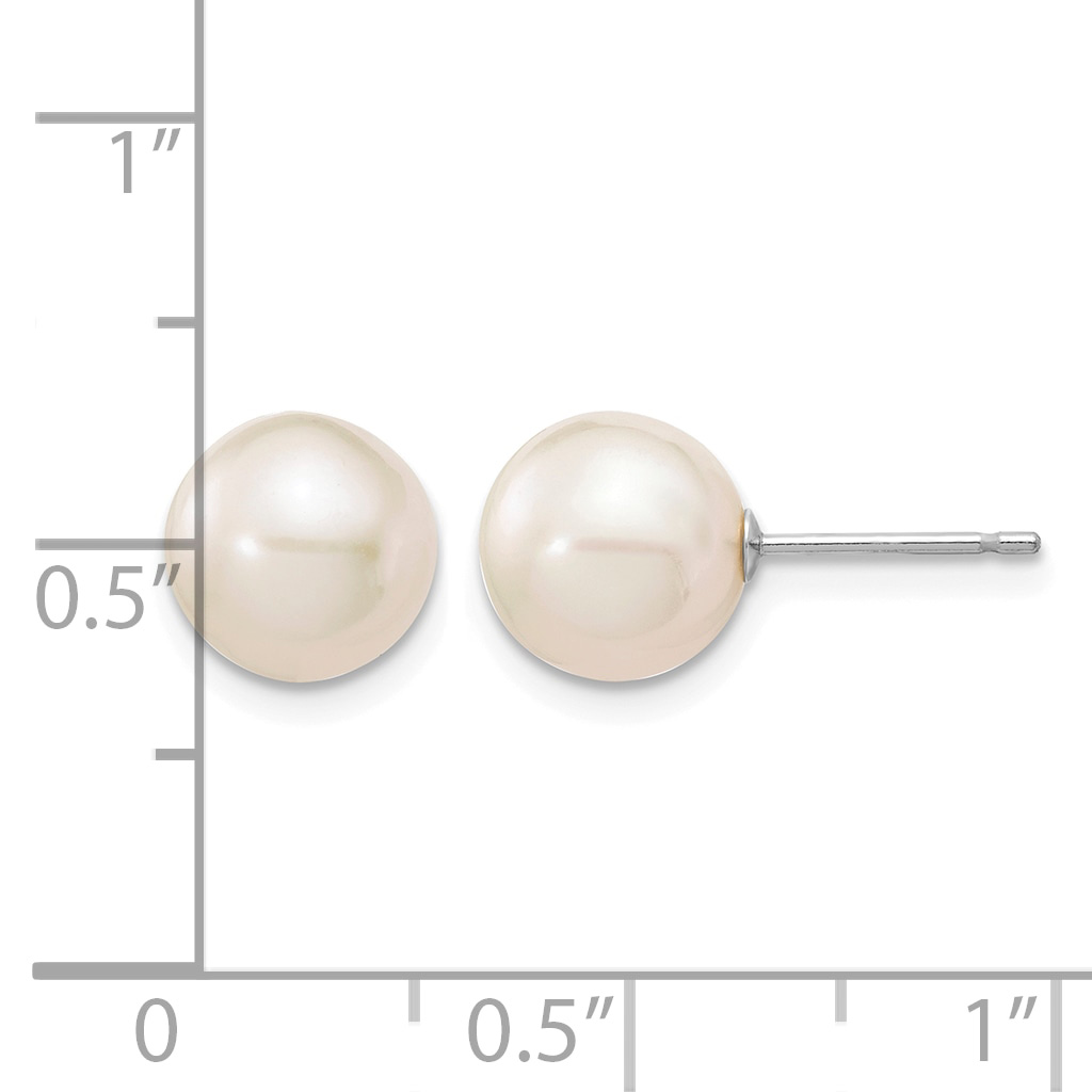 14k Gold 8-9mm White Round Freshwater Cultured Pearl Stud Post Earrings XW80PW detailed image 4