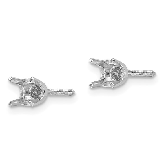 14k White Gold 5mm Round Single Stud Earring Mountings