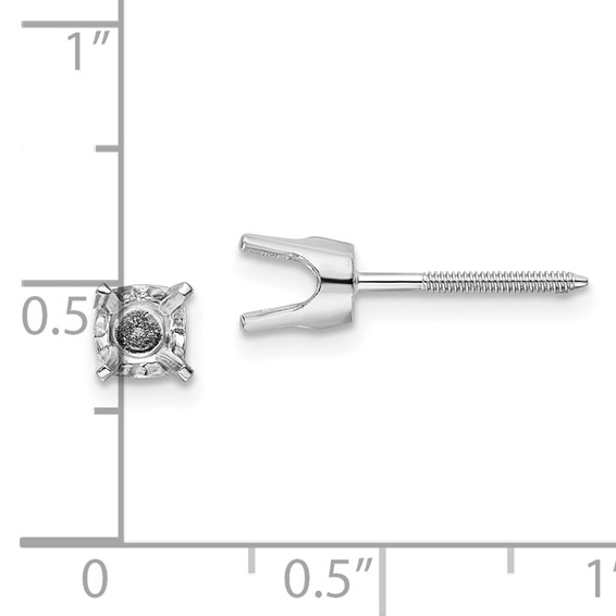 14k White Gold 5mm Round Single Stud Earring Mountings