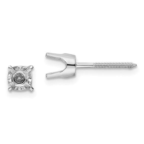 14k White Gold 5mm Round Single Stud Earring Mountings