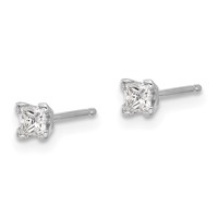 14K White Gold AA Quality Complete Princess Cut Diamond Earrings view 2