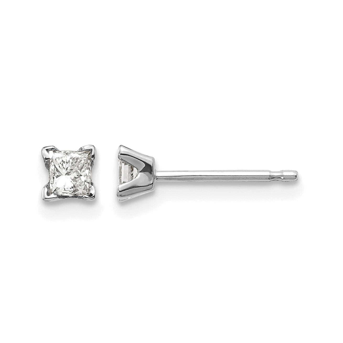 14k White Gold AA Quality Complete Princess Cut Diamond Earrings (XWAP1AA)