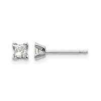 14K White Gold AA Quality Complete Princess Cut Diamond Earrings view 1
