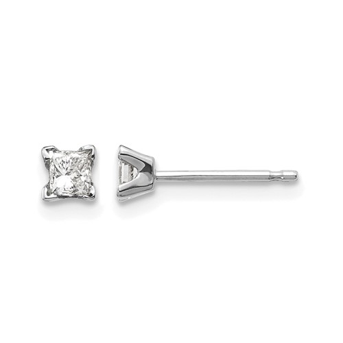 14K White Gold Aaa Quality Complete Princess Cut Diamond Earring