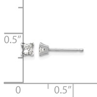 14K White Gold AA Quality Complete Princess Cut Diamond Earrings view 2