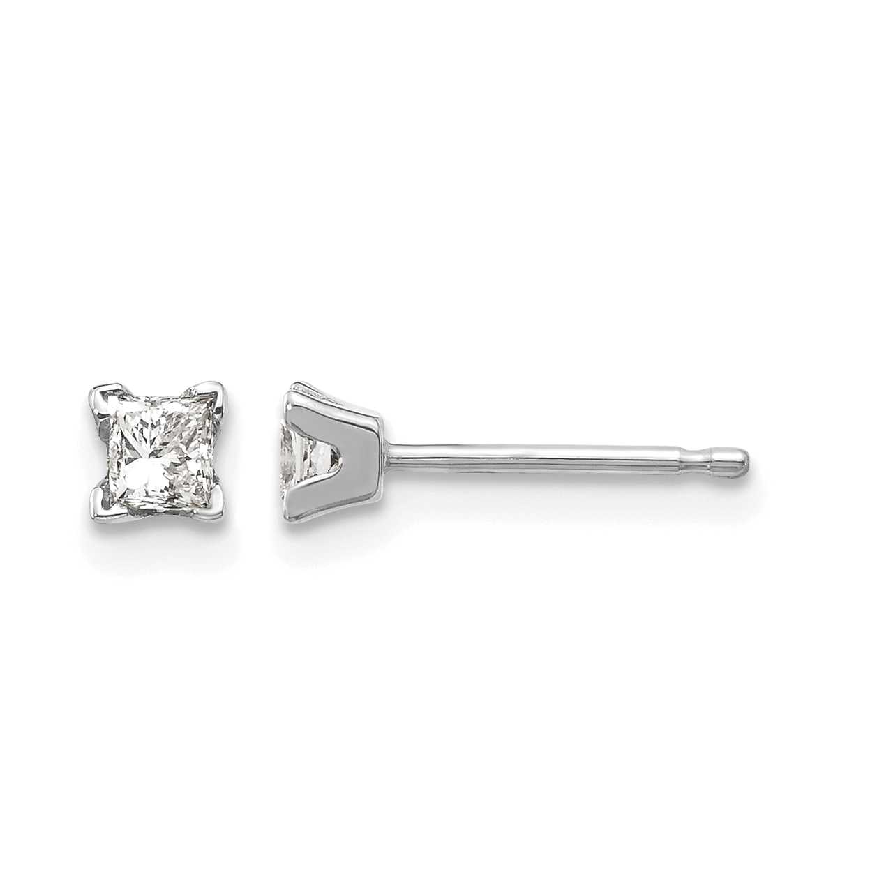 14k White Gold AA Quality Complete Princess Cut Diamond Earrings (XWAP2AA)