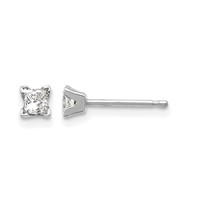 14K White Gold AA Quality Complete Princess Cut Diamond Earrings view 1