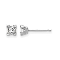 14K White Gold VS Quality Complete Princess Cut Diamond Earrings view 1