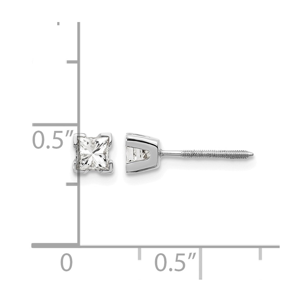 14k White Gold AA Quality Complete Princess Cut Diamond Earrings (XWAP4AA)