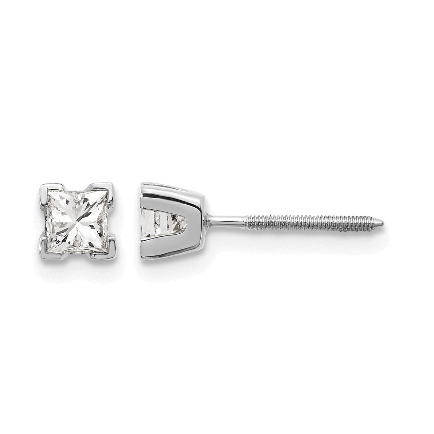 14k White Gold AA Quality Complete Princess Cut Diamond Earrings (XWAP4AA)