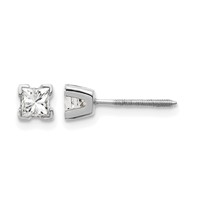 14K White Gold Aaa Quality Complete Princess Cut Diamond Earring view 1