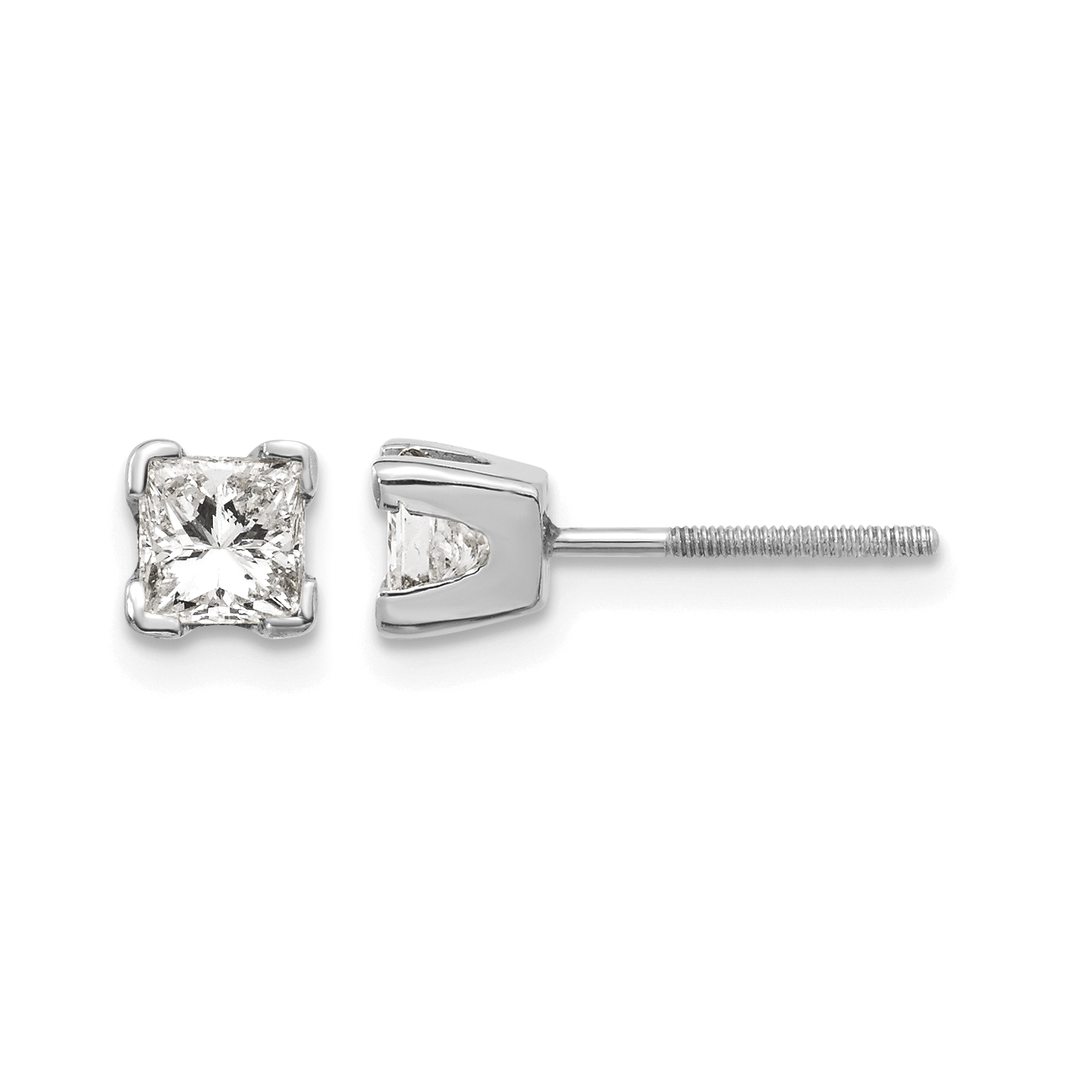 14k White Gold AAA Quality Complete Princess Cut Diamond Earring (XWAP5AAA)