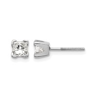 14K White Gold AA Quality Complete Princess Cut Diamond Earrings view 1