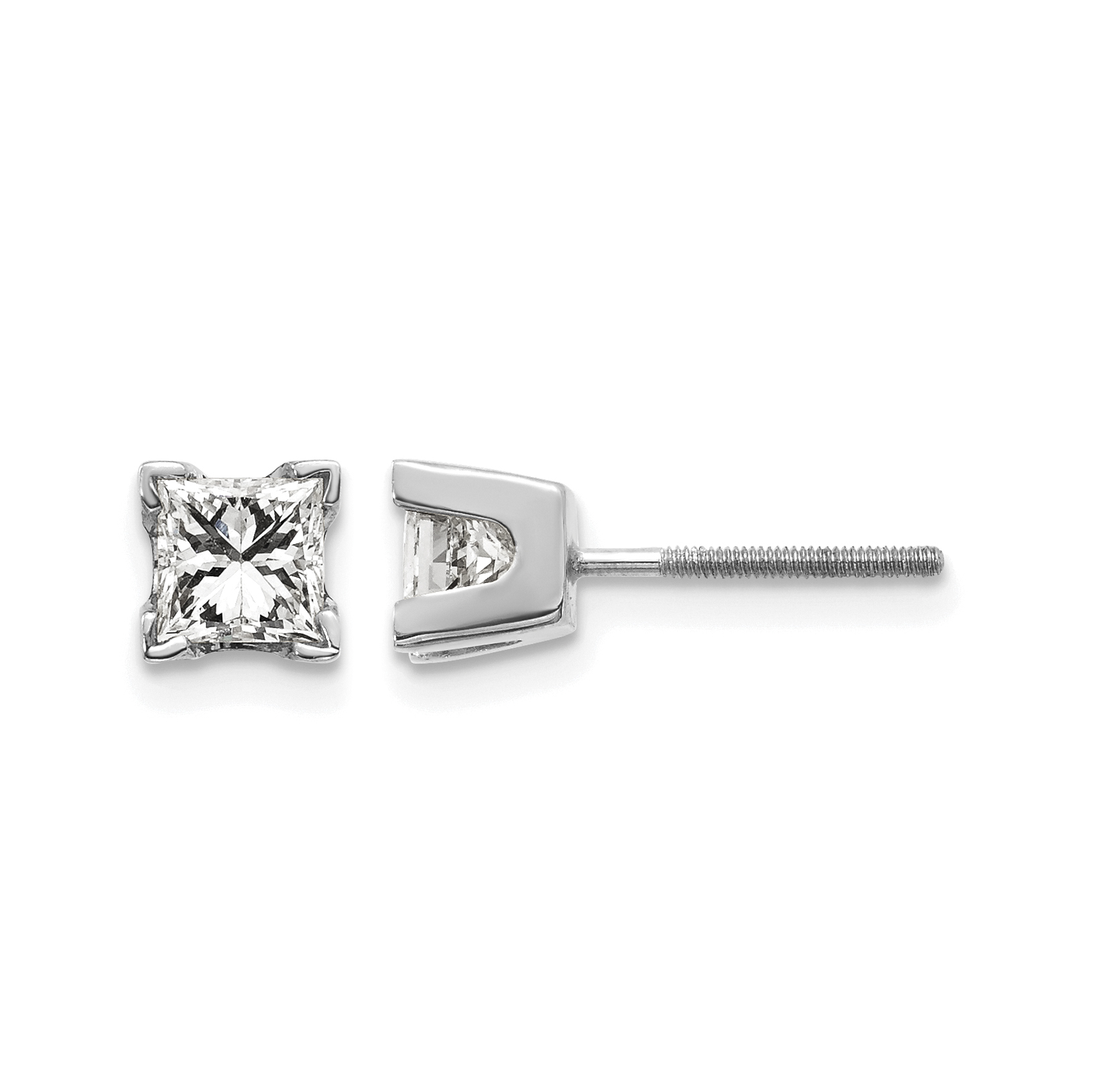14k White Gold AAA Quality Complete Princess Cut Diamond Earring (XWAP6AAA)