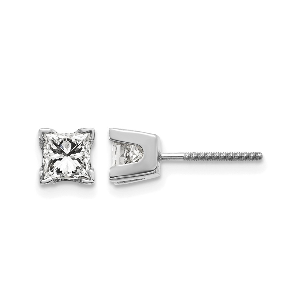 14K White Gold VS Quality Complete Princess Cut Diamond Earrings