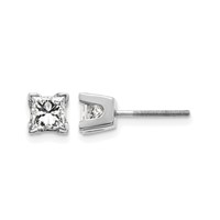 14K White Gold VS Quality Complete Princess Cut Diamond Earrings view 1