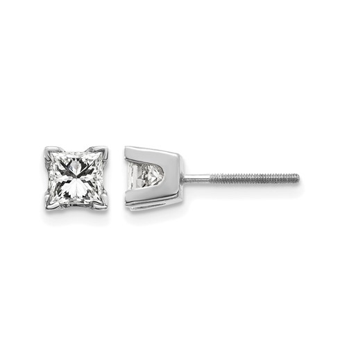 14k White Gold VS Quality Complete Princess Cut Diamond Earrings