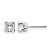 14K White Gold 1ct Aaa Quality Complete Princess Cut Diamond Earrings view 1