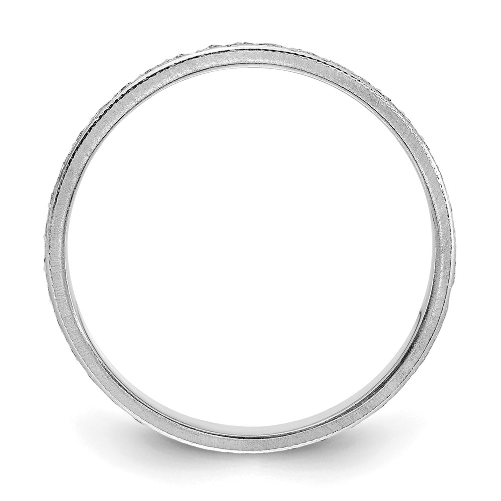14k White Gold 3.75mm Design Etched Wedding Band Size 6 (XWB250-6)