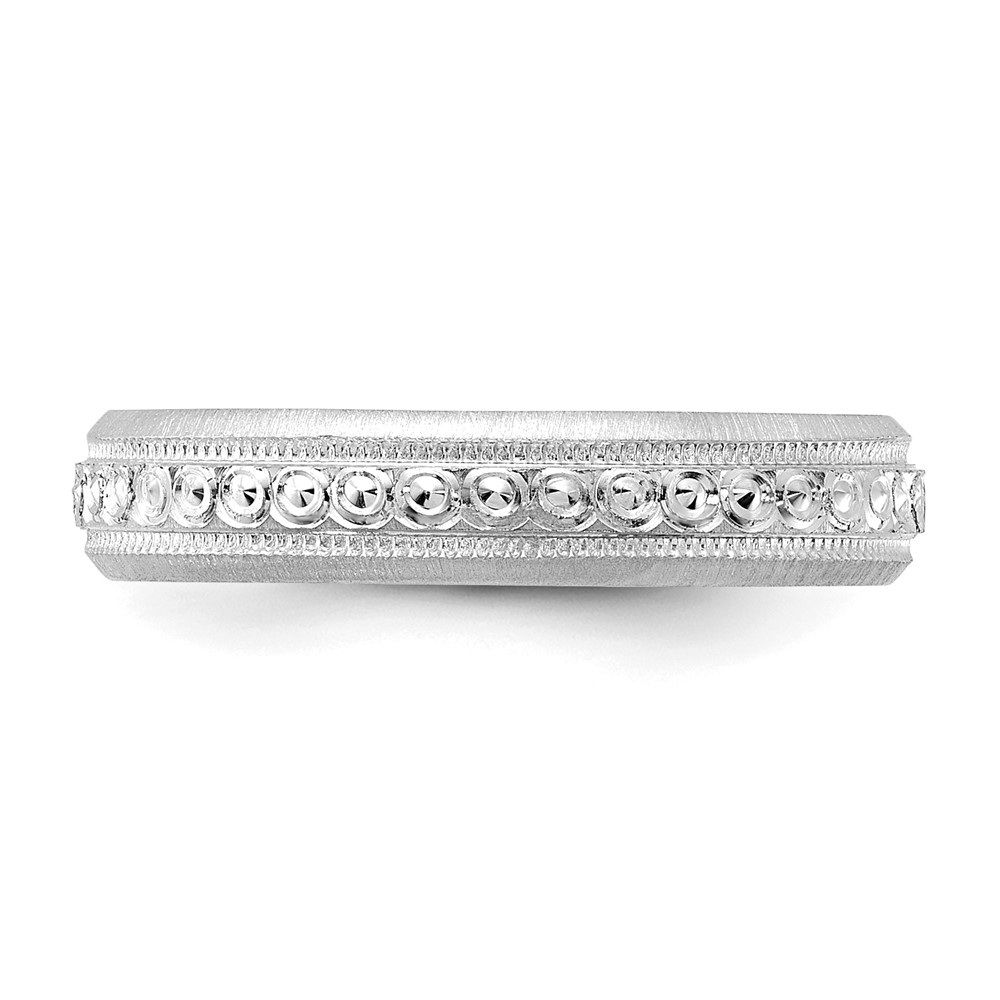 14k White Gold 3.75mm Design Etched Wedding Band Size 6 (XWB250-6)