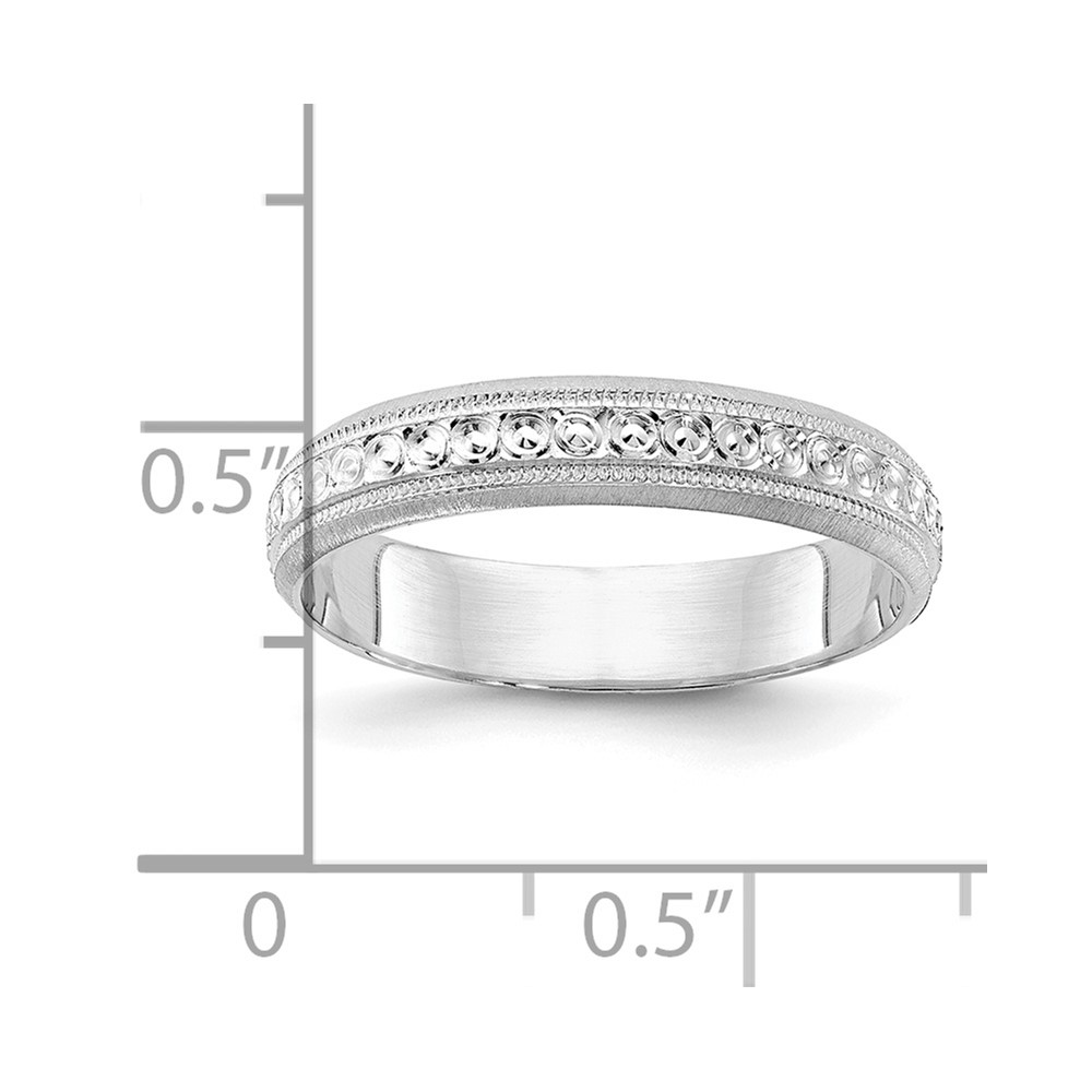 14k White Gold 3.75mm Design Etched Wedding Band Size 6 (XWB250-6)