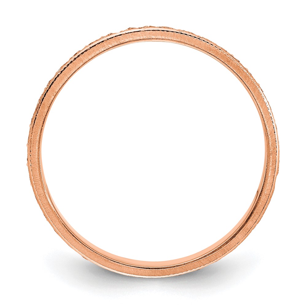 14k Rose Gold 3mm Design Etched Wedding Band Size 5 (XWB251-5)