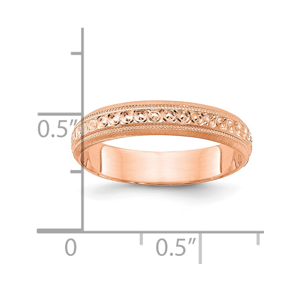 14k Rose Gold 3mm Design Etched Wedding Band Size 5 (XWB251-5)