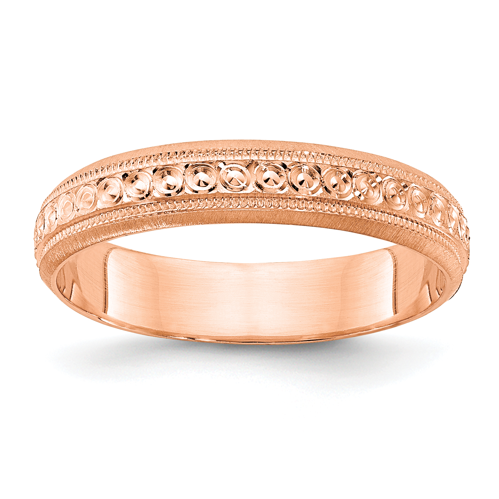 14k Rose Gold 3mm Design Etched Wedding Band Size 5 (XWB251-5)