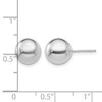 14K White Gold 9mm Polished Puffed Ball Post Earrings view 4