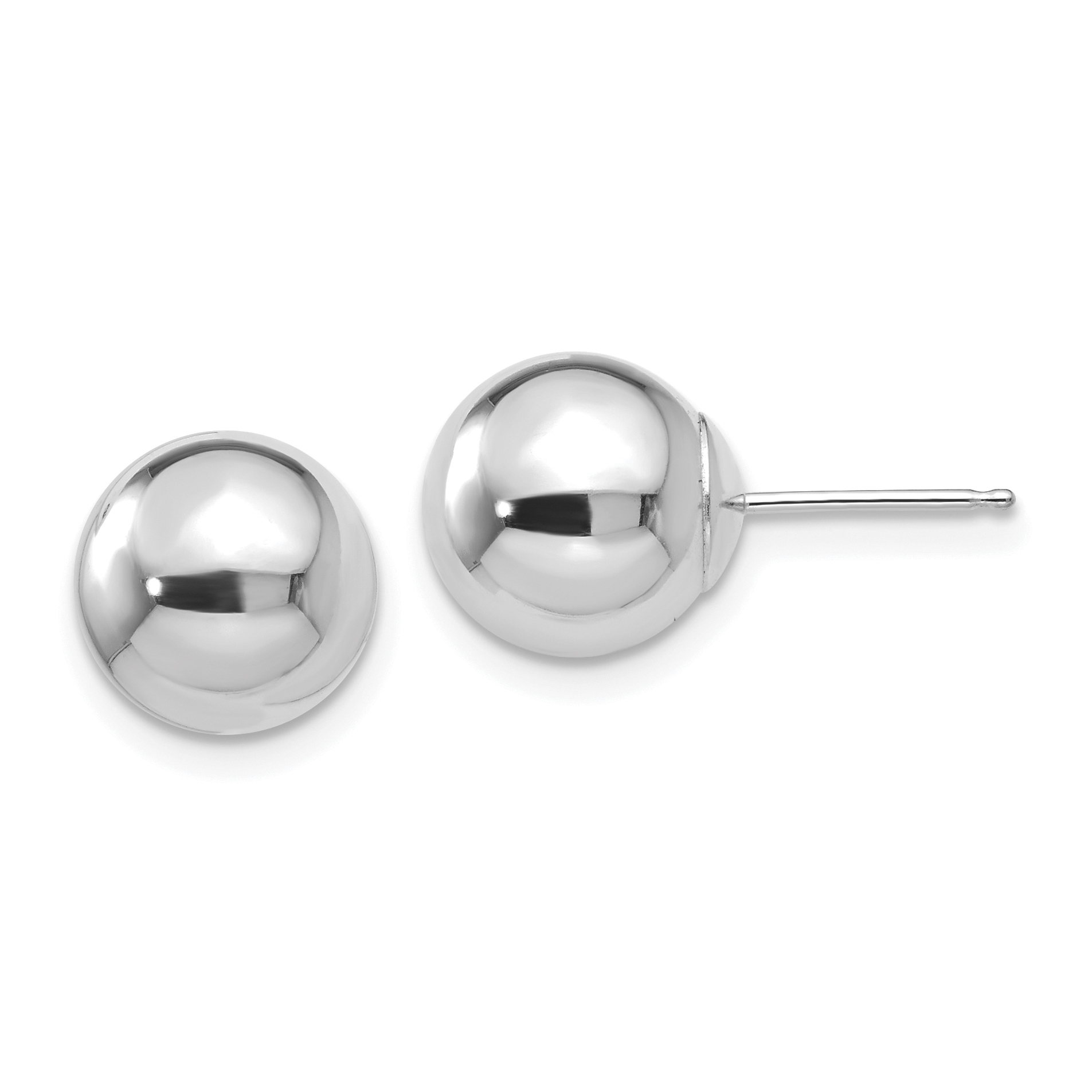 14k White Gold Polished 9mm Ball Post Earrings (XWE110)