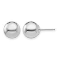 14K White Gold 9mm Polished Puffed Ball Post Earrings view 1