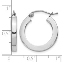 14K White Gold 3x 20mm Polished Square Tube Hoop Earrings view 4