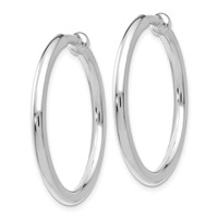 14K White Gold 2.5x 25mm Polished Tube Hoop Non-pierced Earrings view 2
