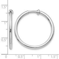 14K White Gold 2.5x 25mm Polished Tube Hoop Non-pierced Earrings view 4